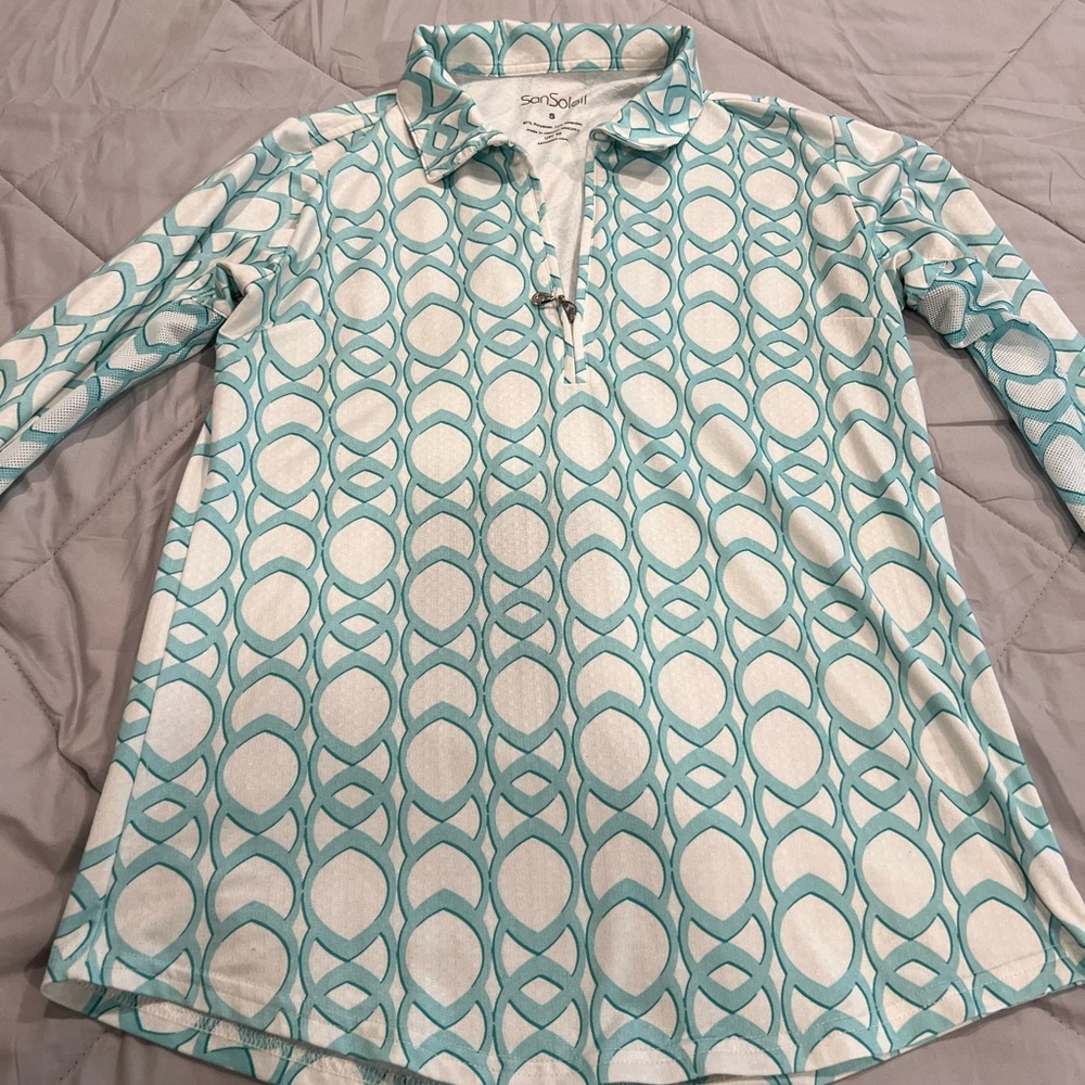 Stylish Teal Patterned Polo by SonSoleil